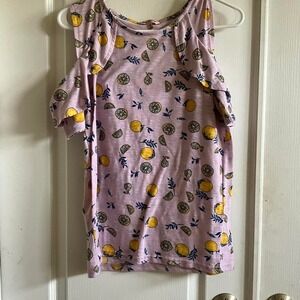 Juicy Couture lemon print cold shoulder‎ top